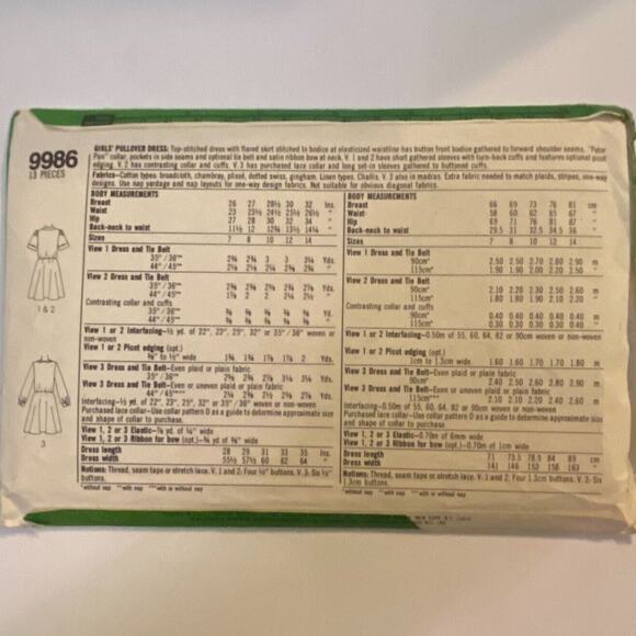 Simplicity 9986 Pattern Dress Girls 8 Vintage Modest Schoolgirl Midi Classic - Picture 4 of 6